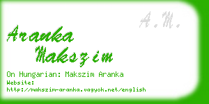 aranka makszim business card